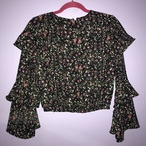 Forever 21 Black Floral Blouse